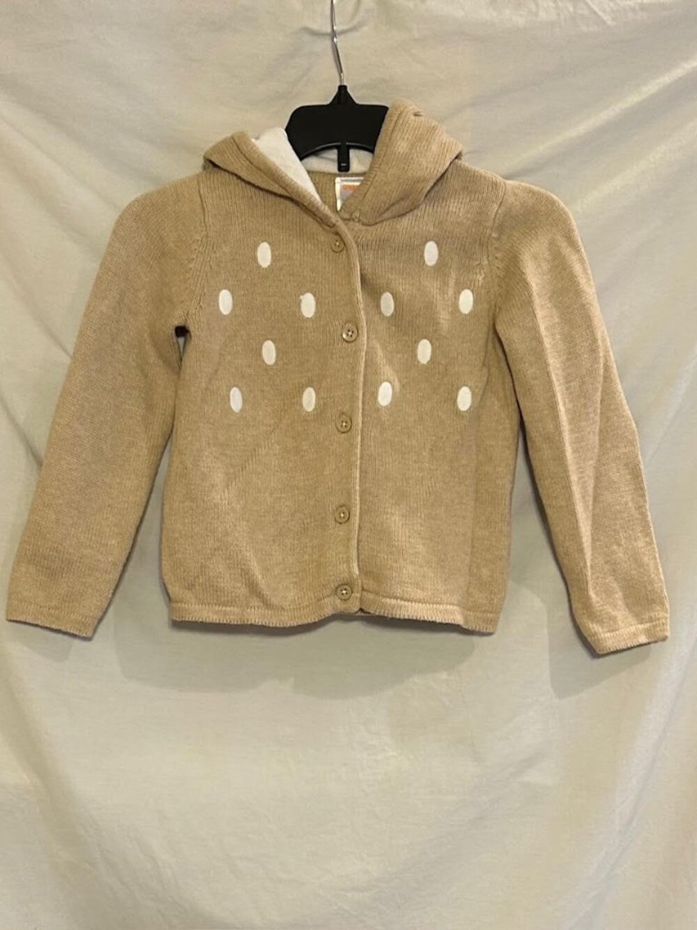 Gymboree Girls Size 5T Tan Prancing Fawn Hooded Ear Flower Cardigan Sweater